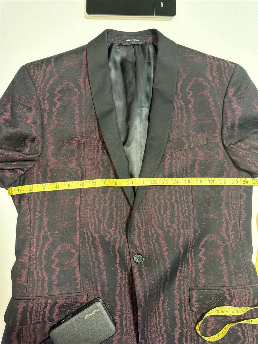 Sean John Mens Exotic Print Tuxedo Suit Jacket Black Purple 40 Regular